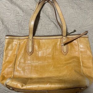 Fossil Tan Leather Tote Bag